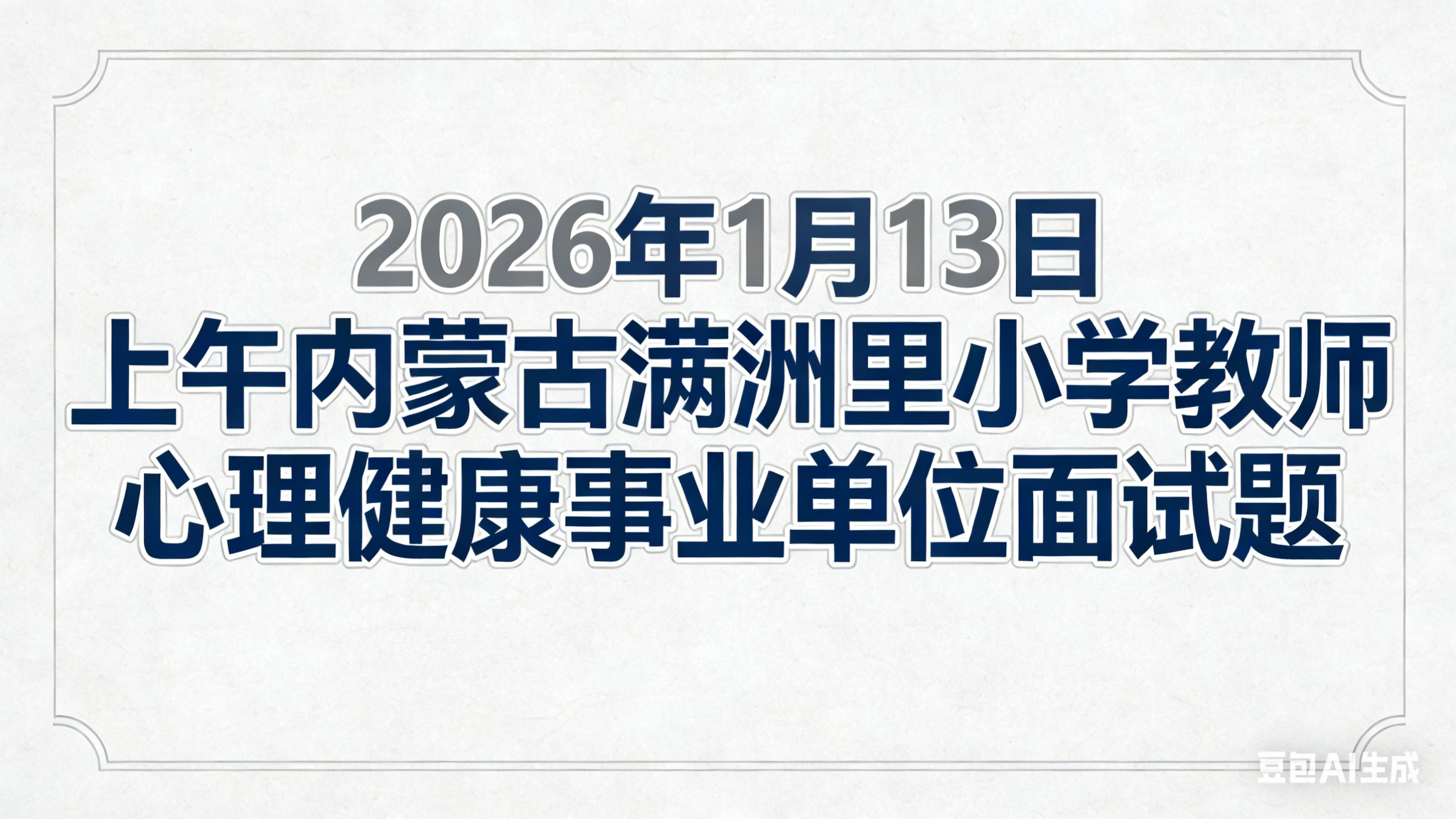 2026年1月13日上午内蒙古满洲里小学教师心理健康事业单位面试题 2026年1月13日上午内蒙古满洲里小学教师心理健康事业单位面试题